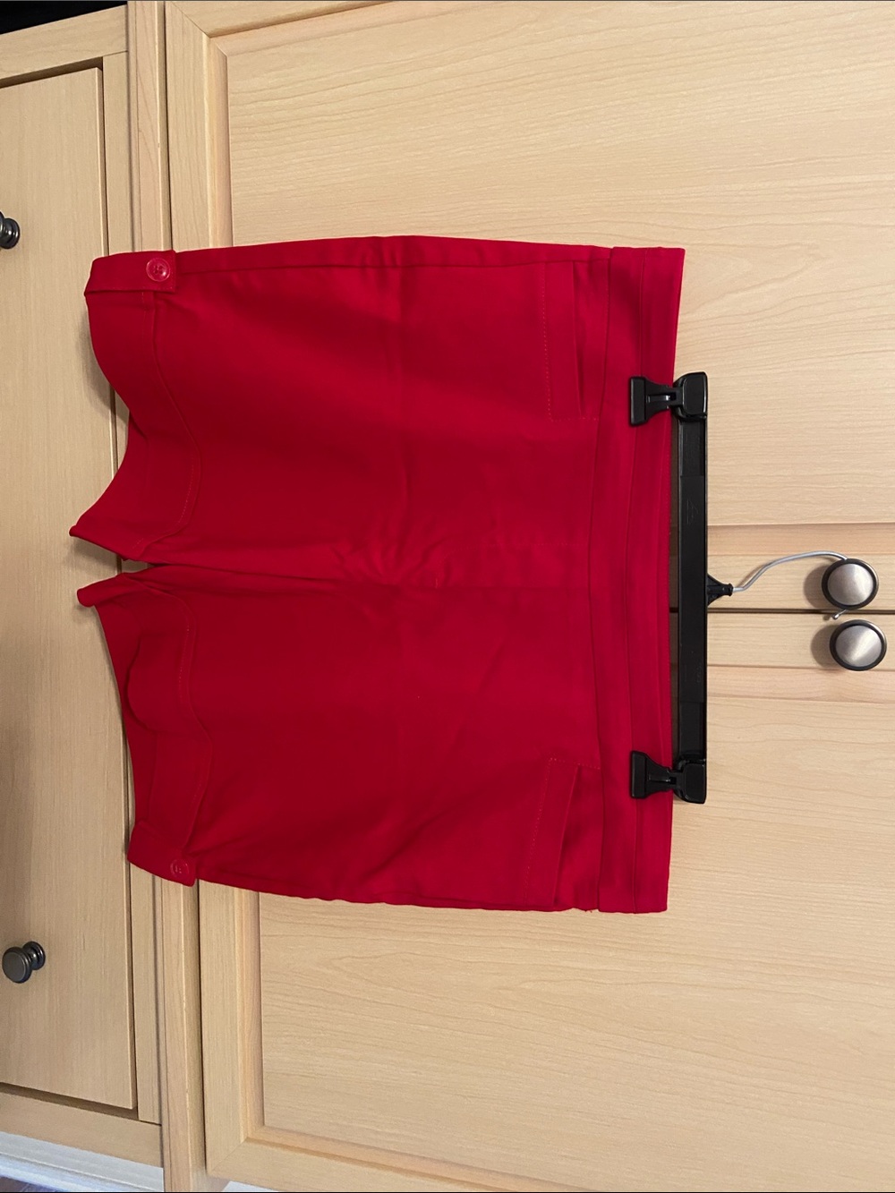 Red Women's Stretch Ponte Mini Shorts